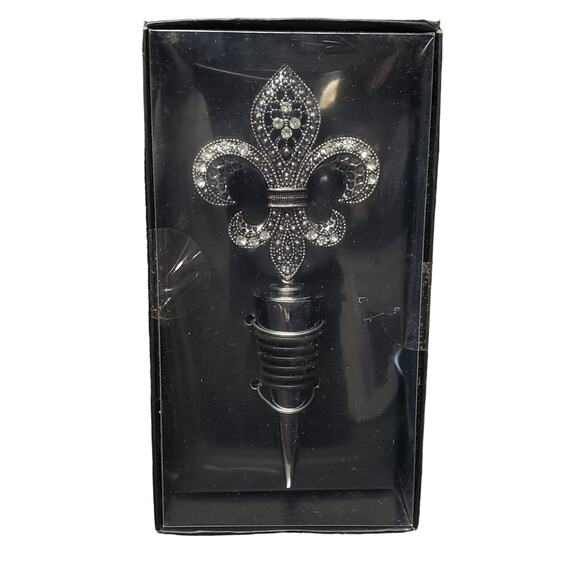 Kraftware Collection Fleur De Lis Black Pastime Ice Bucket Social Club Wine Plug - Picture 2 of 9